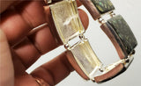 Women's Flexible Bracelet Shimmering Turquoise Stained Glass Pattern Squares VF