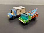 Vtg PlayArt Multi-Color Box Truck & Tow Truck Diecast Made in HK Collectible