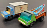 Vtg PlayArt Multi-Color Box Truck & Tow Truck Diecast Made in HK Collectible