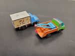 Vtg PlayArt Multi-Color Box Truck & Tow Truck Diecast Made in HK Collectible