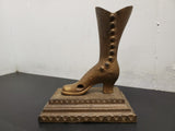 Antique Cast Iron Victorian Ladies Shoe Boot Paperweight Door Stop Collectible