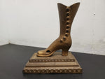 Antique Cast Iron Victorian Ladies Shoe Boot Paperweight Door Stop Collectible