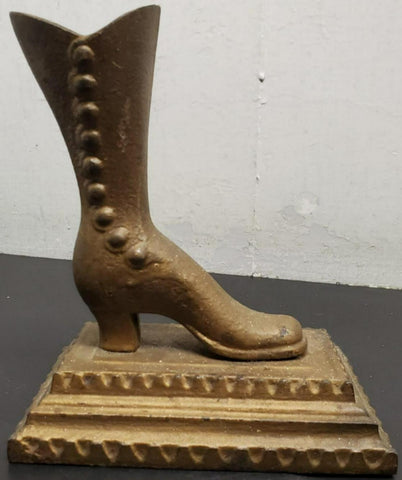 Antique Cast Iron Victorian Ladies Shoe Boot Paperweight Door Stop Collectible