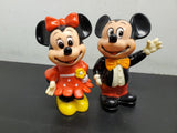 Vtg Walt Disney Mickey & Minnie Mouse Coin Banks W/Stoppers Made in Korea Collec