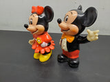 Vtg Walt Disney Mickey & Minnie Mouse Coin Banks W/Stoppers Made in Korea Collec