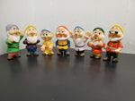 Vtg Walt Disney Seven 7 Dwarfs Rubber Figures Set Lot Toy Squeaky Plastic HK