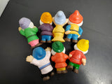 Vtg Walt Disney Seven 7 Dwarfs Rubber Figures Set Lot Toy Squeaky Plastic HK