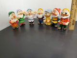 Vtg Walt Disney Seven 7 Dwarfs Rubber Figures Set Lot Toy Squeaky Plastic HK