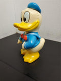 Vtg Walt Disney Plastic Donald Duck Piggy Bank W/Stopper Made Korea Collectible