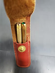 Vtg Mini Gold Golf Pencils Emerald & Faux Diamond Gem Stone In Red Leather Case