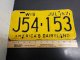 Vtg 1957 Wisconsin License Plate J54-153 America's Dairyland Automobile Collecti