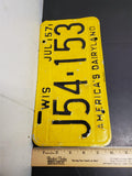 Vtg 1957 Wisconsin License Plate J54-153 America's Dairyland Automobile Collecti