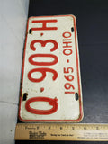 Vtg 1965 Ohio License Plate Q-903-H Automobile Collectibles Mancave Garage Orig.