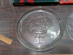 Holiday 13IN Santa & 12IN Christmas Tree Serving Glass Platters/Trays Decorative