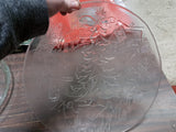 Holiday 13IN Santa & 12IN Christmas Tree Serving Glass Platters/Trays Decorative