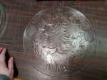 Holiday 13IN Santa & 12IN Christmas Tree Serving Glass Platters/Trays Decorative