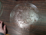 Holiday 13IN Santa & 12IN Christmas Tree Serving Glass Platters/Trays Decorative