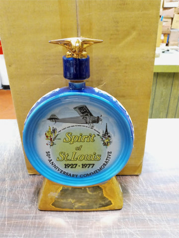 Vtg 1977 Ezra Brooks EMPTY Decanter Spirit Of St Louis 50 Year Anniv Collectible