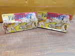Vtg Sun Toys Farm Sets Diecast Green & Red Tractors W Plastic Pull Alongs NIB