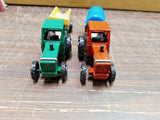 Vtg Sun Toys Farm Sets Diecast Green & Red Tractors W Plastic Pull Alongs NIB