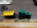 Vtg Sun Toys Farm Sets Diecast Green & Red Tractors W Plastic Pull Alongs NIB
