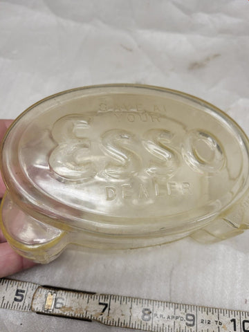 Vtg Gas & Oil Advertising Save At Your Esso Dealer Clear Plastic Coin Bank 60's