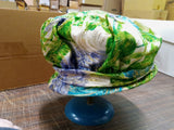 Vtg Womens United Hatters Cap Hat Millinery Union USA Blue Green Purple Unique!