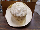 Vtg 100% Paper Beige Cream Sun Hat Womens Packable Hat Beach Style Medium/Large