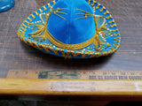 Blue & Gold Sombrero Authentic Salazar Mexican Mariachi Hat Youth New Mexico