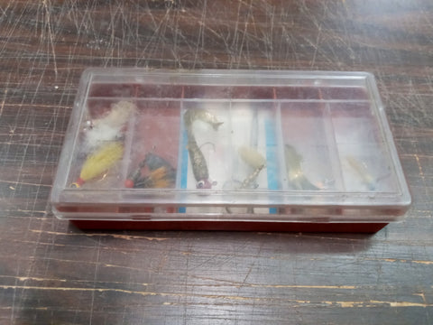 Fishing Tackle Box W Assorted Lures Felmlee Spinners Summertime Fishing Sporting