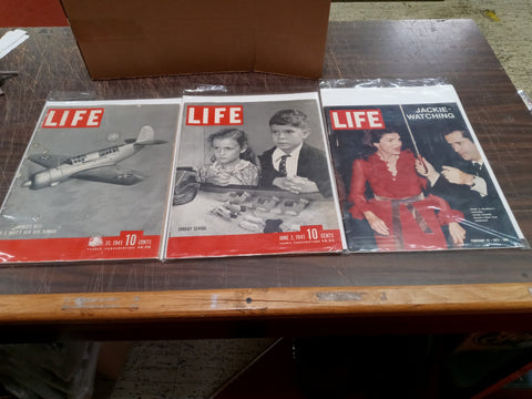 Vtg 1941-1971 Life Magazines Lot of 3 Jackie Watching Sunday School Dive Bomber