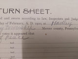 VTG  February A.D. 1900 Return Sheet Inspectors Judge Election Mercer County