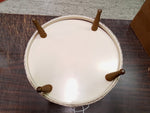 Vtg Beige Wicker Princess 1940's Sewing Basket Flowered String Lid  Wooden Feet