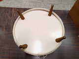 Vtg Beige Wicker Princess 1940's Sewing Basket Flowered String Lid  Wooden Feet