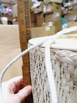 Vtg Beige Wicker Princess 1940's Sewing Basket Flowered String Lid  Wooden Feet