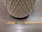 Vtg Beige Wicker Princess 1940's Sewing Basket Flowered String Lid  Wooden Feet