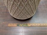 Vtg Beige Wicker Princess 1940's Sewing Basket Flowered String Lid  Wooden Feet