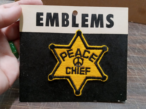 Vtg Emblem Peace Chief Star Badge Yellow And Black Patch 6 Point Vest Jacket