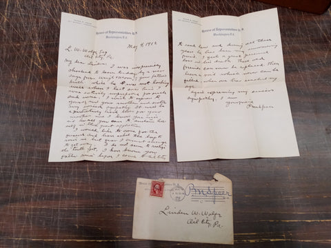 Vtg Envelope Handwritten Letter Peter M. Speer Signature House Representative