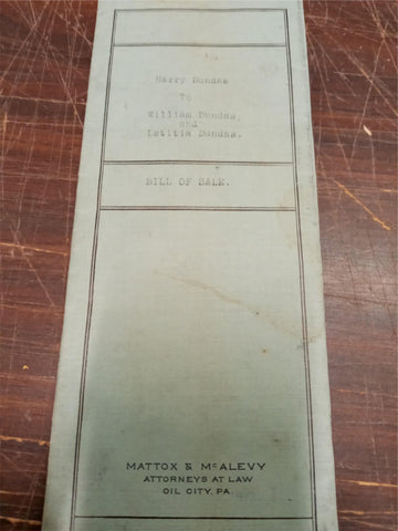 Vtg Bill Sale From Mattox & Mc Alevy Attorneys At Law Oil City February 1914 AD