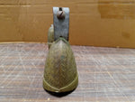 Vtg Three Brass Flowered Leaves Etched Bells W Steel Mount Doorbells Decorations