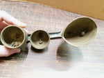 Vtg Three Brass Flowered Leaves Etched Bells W Steel Mount Doorbells Decorations