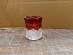 Vtg Frankfort 1900's Ruby & Clear Shot Glass Toothpick Holder Souvenir Flash Cut