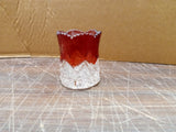 Vtg Frankfort 1900's Ruby & Clear Shot Glass Toothpick Holder Souvenir Flash Cut