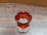 Vtg Frankfort 1900's Ruby & Clear Shot Glass Toothpick Holder Souvenir Flash Cut