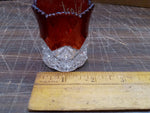 Vtg Frankfort 1900's Ruby & Clear Shot Glass Toothpick Holder Souvenir Flash Cut