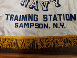Vtg 1940 Silk Mother Pillow Case Gold End USN US Sampson NY Training station WW2