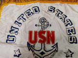 Vtg 1940 Silk Mother Pillow Case Gold End USN US Sampson NY Training station WW2