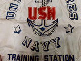 Vtg 1940 Silk Mother Pillow Case Gold End USN US Sampson NY Training station WW2