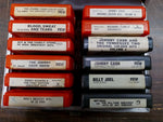 Vtg Lot Of 12 Cartridges 8 Track Tapes Various & Carrying Case W Latch Untested